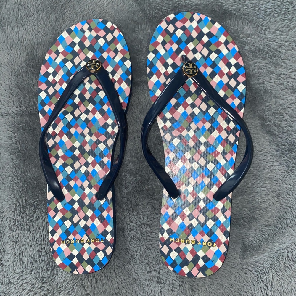 Tory Burch printed flip flops